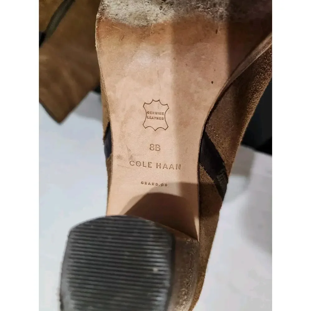 Cole Haan Hayes Bootie Java‎ Brown Suede Stacked Booties Womens Size 8 B
